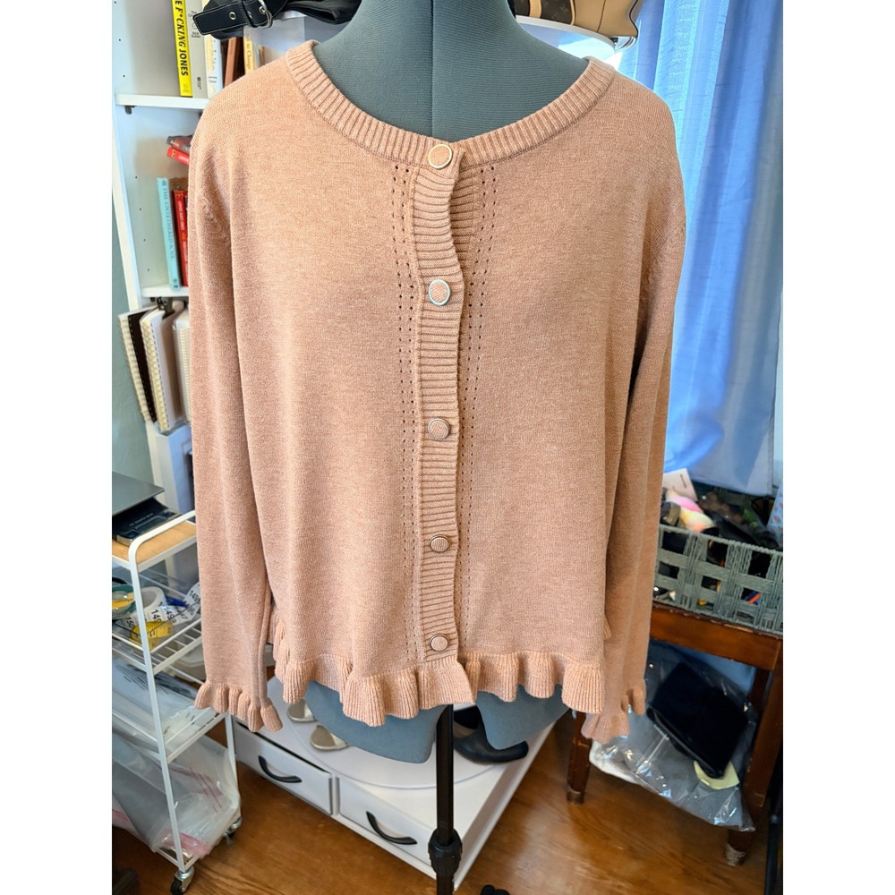 La Vila Milano Cardigan XL Dusty Rose Ruffle Hem Romantic Coquette Fall Spring